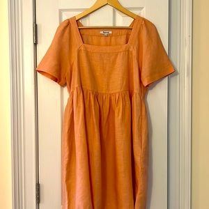 Madewell Peach Linen Blend Mini Dress BNWT